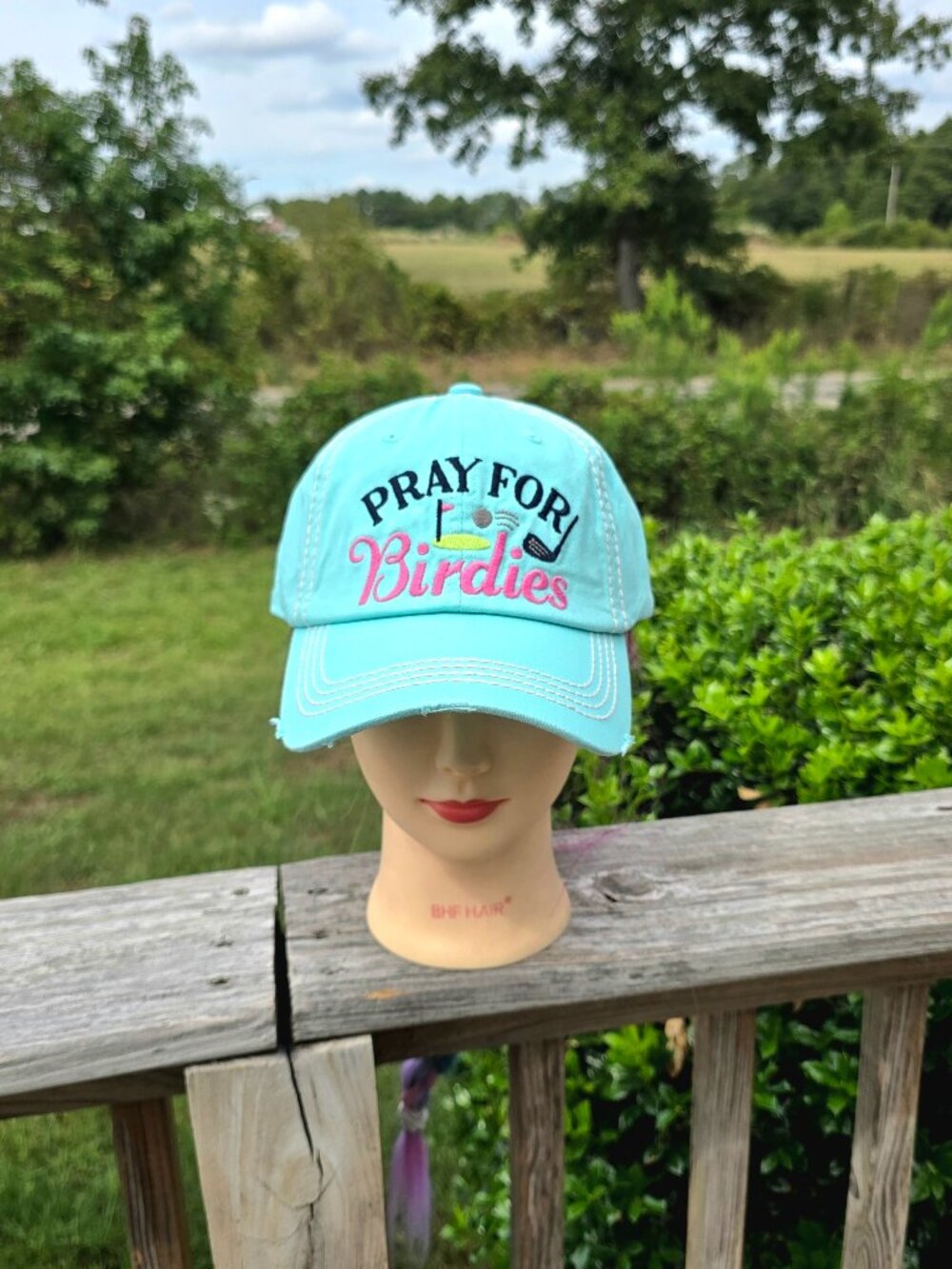 Ladies Turquoise Pray for Birdies Golf Hat new no tags